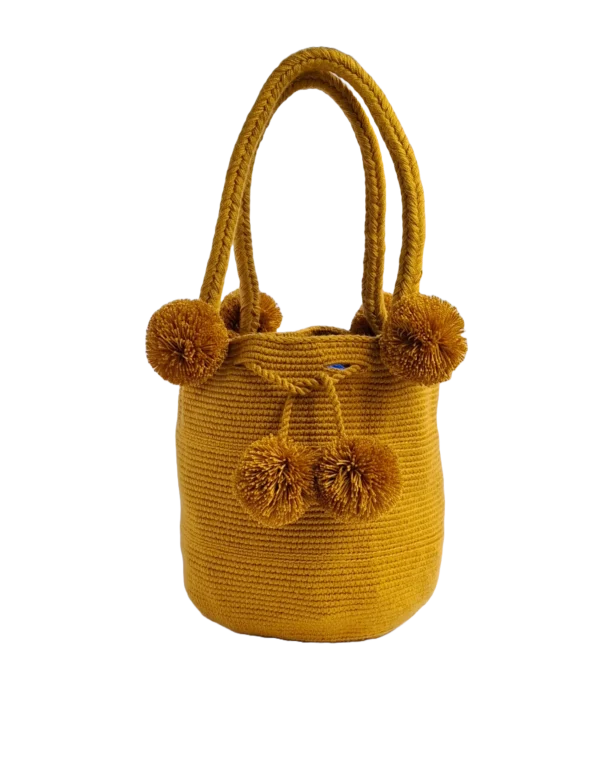 Ochre-Yellow-Pom-Pom-Wayuu-Crafted-Handbag