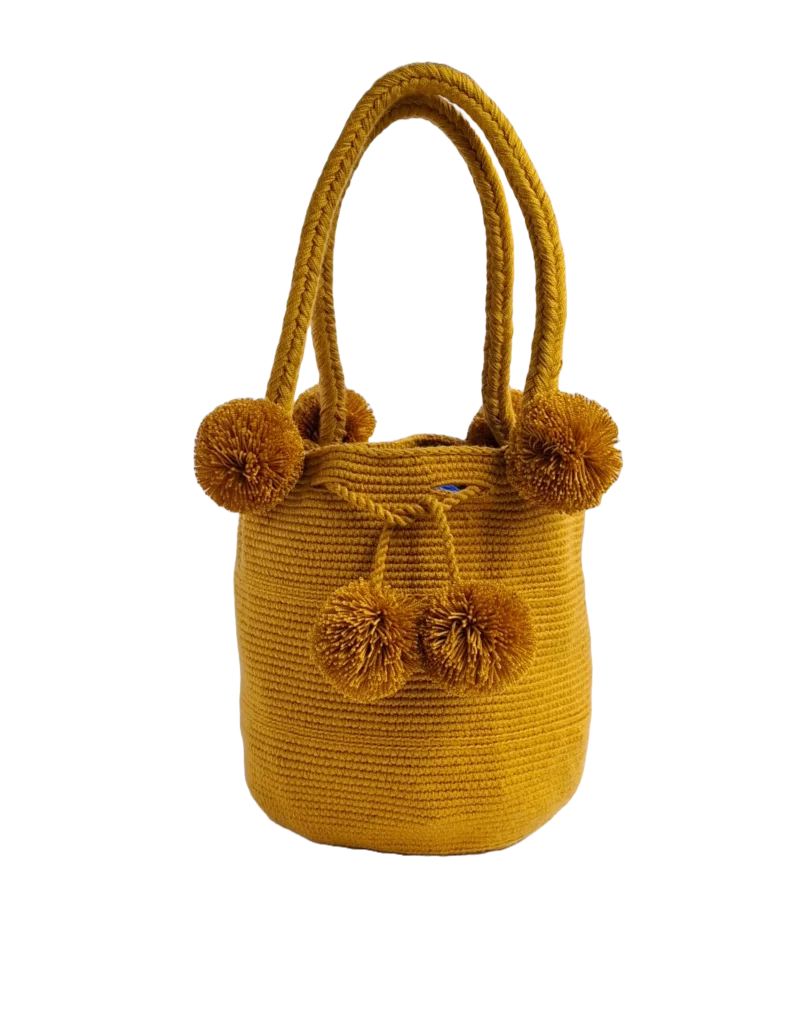 Ochre-Yellow-Pom-Pom-Wayuu-Crafted-Handbag